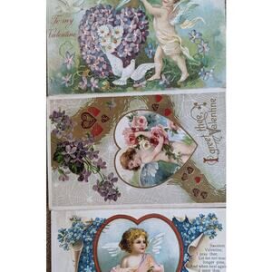 C1908-1911 Antique Valentine Postcard Lot 3 Cherub Love To My Valentine
